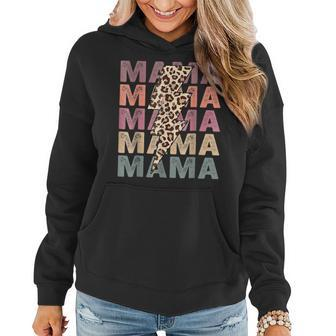 Mama Leopard Funny Mom Lightning Bolt Retro Mothers Day Gifts For Mom Funny Gifts Women Hoodie | Mazezy