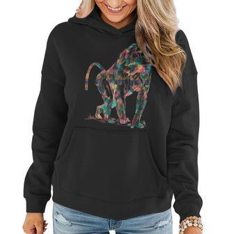 Mandrill Abstract Color Summer Monkey Baboon Lover Girl Women Hoodie | Mazezy
