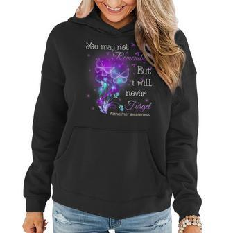 You May Not Remember But I Will Never Forget Butterfly Alz Women Hoodie | Mazezy