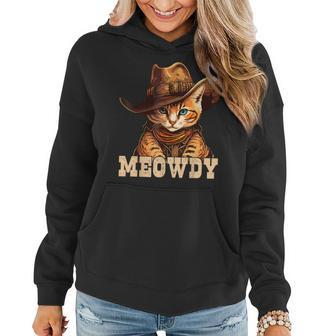 Meowdy Funny Country Music Cat Cowboy Hat Men Women Women Hoodie - Seseable