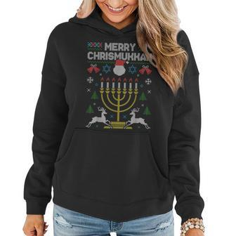 Merry Chrismukkah Happy Hanukkah Jew Ugly Christmas Sweater Women Hoodie - Seseable