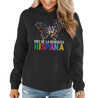 Mes De La Herencia Hispana Butterfly Latinx Countries Flag Women Hoodie - Seseable