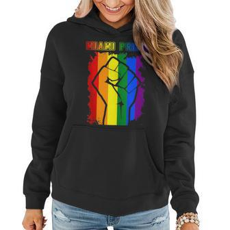Miami Lgbt Pride Month Lgbtq Rainbow Flag For Gay Women Hoodie | Mazezy