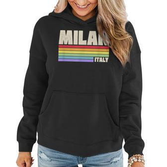 Milan Italy Rainbow Gay Pride Merch Retro 70S 80S Queer Women Hoodie | Mazezy