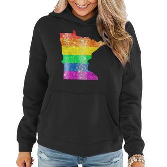Minnesota Gay State Pride Rainbow Flag Map Gay Lesbian Lgbt Women Hoodie | Mazezy
