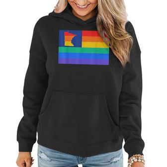 Minnesota - Map State Gay Pride Rainbow Flag Lgbt Women Hoodie | Mazezy