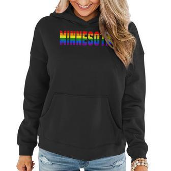 Minnesota Mn Lgbt Gay Pride Rainbow Flag State Women Hoodie | Mazezy