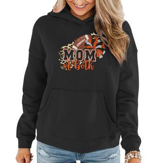 Mom Of Both Football Cheer Orange Black Pom Leopard Women Hoodie - Monsterry