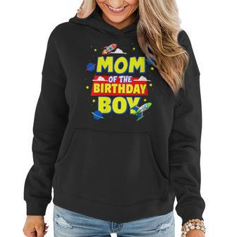 Mom Of The Birthday Astronaut Boy Outer Space Theme Party Women Hoodie | Mazezy CA