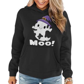 Moo Funny Cow Ghost Halloween Women Girls Boys Halloween Funny Gifts Women Hoodie | Mazezy