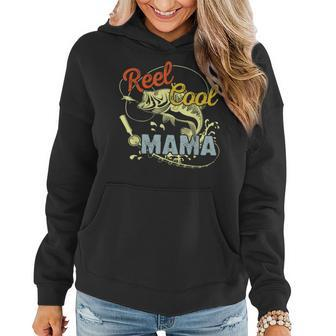 Mothers Day Funny Retro Reel Cool Mama Fishing Lover Gift For Women Women Hoodie | Mazezy