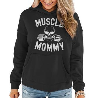 Muscle Mommy Weightlifter Mom Cool Skull Gym Mother Workout Women Hoodie | Mazezy