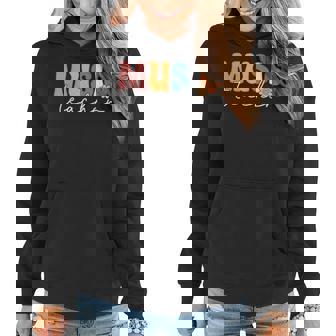 Music Teacher Team Retro Groovy Vintage First Day Of School Women Hoodie | Mazezy