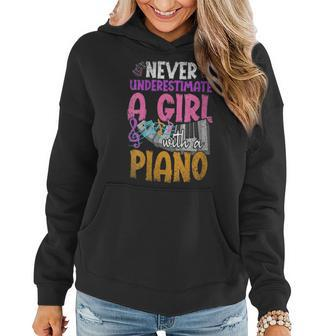 Never Underestimate A Girl With A Piano Music Notes Pianist Gift For Womens Women Hoodie - Seseable
