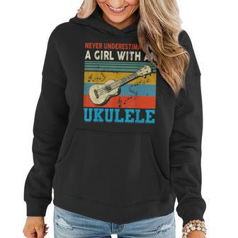 Never Underestimate A Girl With A Ukulele Music Gift For Womens Women Hoodie - Seseable