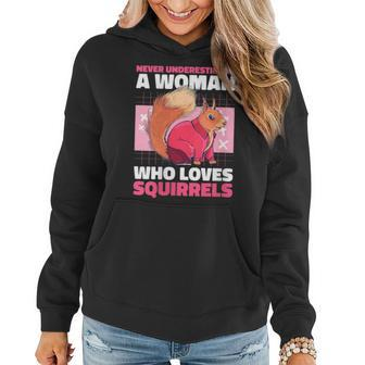 Never Underestimate A Woman Who Loves Squirrels Gift For Womens Women Hoodie - Seseable