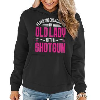 Never Underestimate Clay Pigeon Skeet Shooting Trap Shooting Gift For Womens Women Hoodie - Seseable