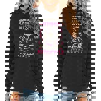 Never Underestimate Nurse Who Rides Motorcycle Biker Gift Biker Funny Gifts Women Hoodie | Mazezy