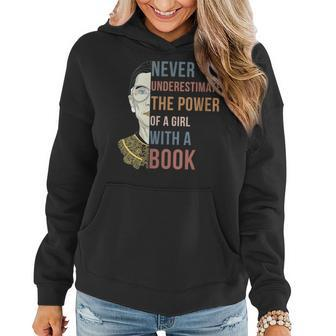 Never Underestimate Power Of Girl With Book Notorious Rbg Gift For Womens Women Hoodie | Mazezy