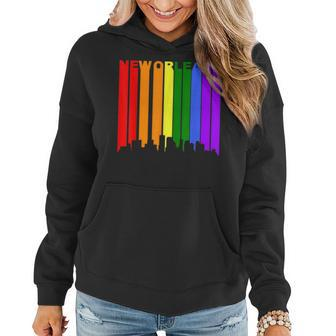 New Orleans Louisiana Lgbtq Gay Pride Rainbow Skyline Women Hoodie | Mazezy