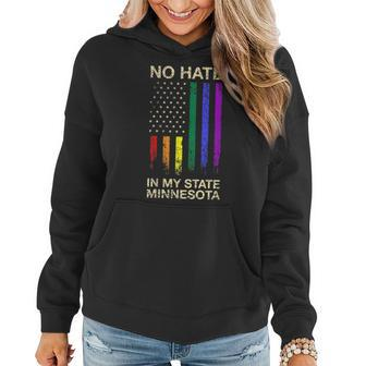 No Hate In My State Pride Month Minnesota Lgbt Community Mn Women Hoodie | Mazezy
