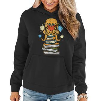 Octopus Reading Book Tea Funny Bookworm Librarian Teacher Gifts For Teacher Funny Gifts Women Hoodie | Mazezy
