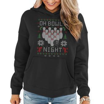 Oh Bowly Night Bowling Ugly Christmas Sweater Party Women Hoodie | Mazezy