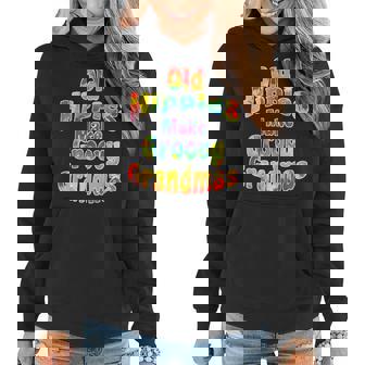 Old Hippies Make Groovy Grandmas Cool Grandparent Tie Dye Gift For Women Women Hoodie - Thegiftio