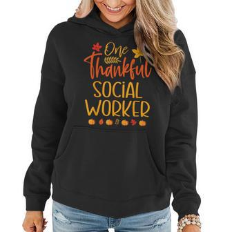 One Thankful Social Worker Thanksgiving Autumn Fall Women Hoodie | Mazezy