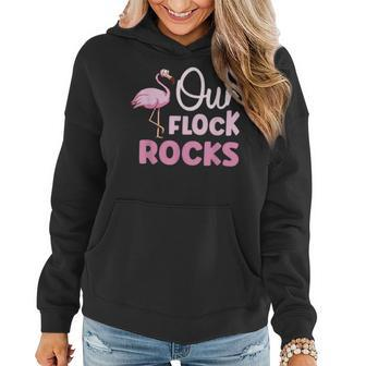 Our Flock Rocks Flamingo Funny Family Matching Vacation Women Hoodie | Mazezy