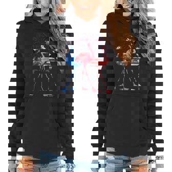 Patriotic Flamingo Firework Red White Blue Flamingo July 4Th Patriotic Funny Gifts Women Hoodie | Mazezy