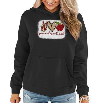 Peace Love Lunch Funny Lunch Lady Cafeteria Crew Women Hoodie - Thegiftio UK