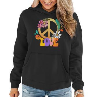 Peace Love Retro Groovy 60S 70S Hippie Costume Women Hoodie - Seseable