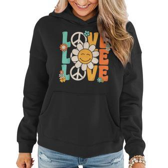 Peace Sign Love 60S 70S 80S Costume Groovy Theme Party Women Hoodie - Monsterry AU