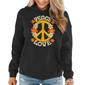 Peace Sign Love 60S 70S 80S Hippie Floral Halloween Girls Women Hoodie - Monsterry UK