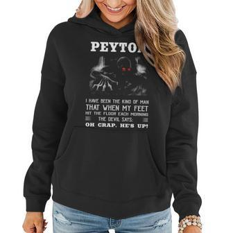 Peyton Name Gift Peyton The Devil Says Oh Crap Hes Up Women Hoodie - Seseable