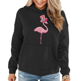 Pink Flamingo Usa American Flag Bird Lovers 4Th Of July Gift Women Hoodie | Mazezy
