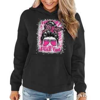 Pink Out Football Mom Messy Bun Tackle Breast Cancer Warrior Women Hoodie - Monsterry CA