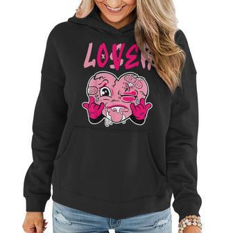 Pink Loser Lover Pink Drip Heart Matching Outfit Women Hoodie | Mazezy