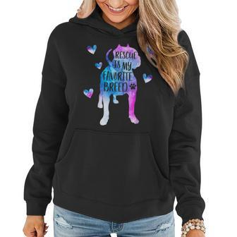 Pitbull Rescue Is My Favorite Breed Watercolor Cute Mom Women Hoodie | Mazezy CA