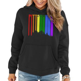 Pittsburgh Pa Downtown Rainbow Skyline Lgbt Gay Pride Women Hoodie | Mazezy