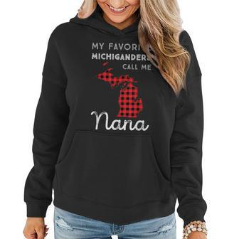 Plaid Michigan Grandma Mom Nana Gift | Favorite Michiganders Women Hoodie | Mazezy