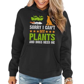 Plants And Dog Lover Gardener Funny Gardening And Dogs Lover Women Hoodie - Seseable