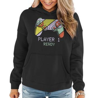 Player 1 Ready Future Dad & Mom Baby Announcement Cute Women Hoodie | Mazezy AU