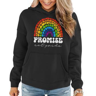 Promise Not Pride Lgbt Christian Rainbow Retro Gods Promise Women Hoodie | Mazezy