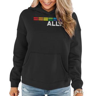 Proud Ally Bars Equality Lgbtq Rainbow Flag Gay Pride Ally Women Hoodie | Mazezy