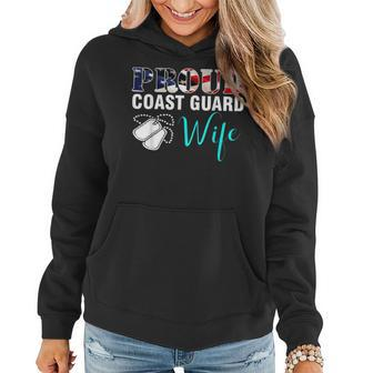 Proud Coast Guard Wife With American Flag Veteran Veteran Funny Gifts Women Hoodie | Mazezy