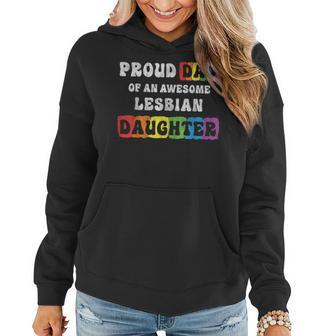 Proud Dad Of An Awesome Lesbian Daughter Gay Pride Retro Men Women Hoodie | Mazezy