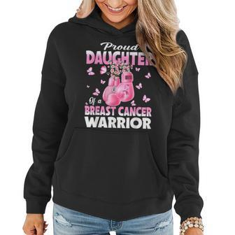 Proud Daughter Of A Breast Cancer Warrior Boxing Gloves Women Hoodie - Seseable