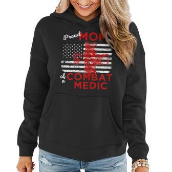 Proud Mom Of A Combat Medic Distressed American Flag Women Hoodie | Mazezy